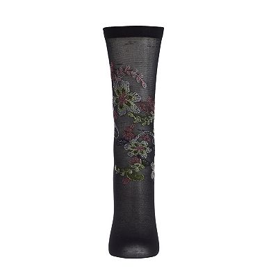 Cascading Cyprus Floral Sheer Crew Sock
