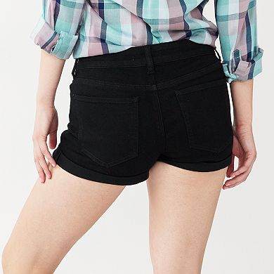 Juniors' SO® Low-Rise Jean Shortie Shorts