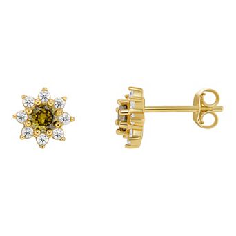 PRIMROSE Birthstone Cubic Zirconia Flower Stud Earrings