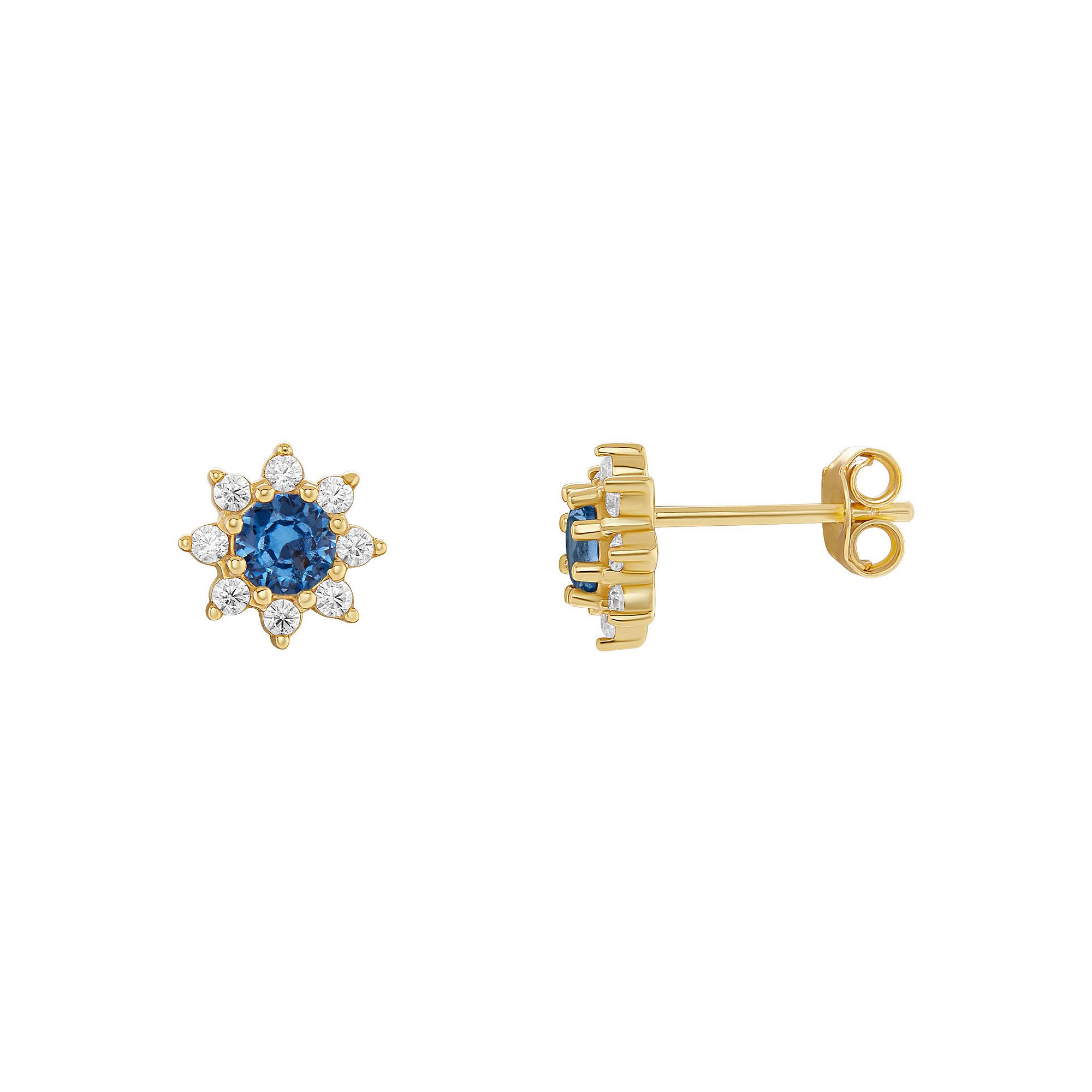 PRIMROSE Birthstone Cubic Zirconia Flower Stud Earrings, Womens, Gold Tone