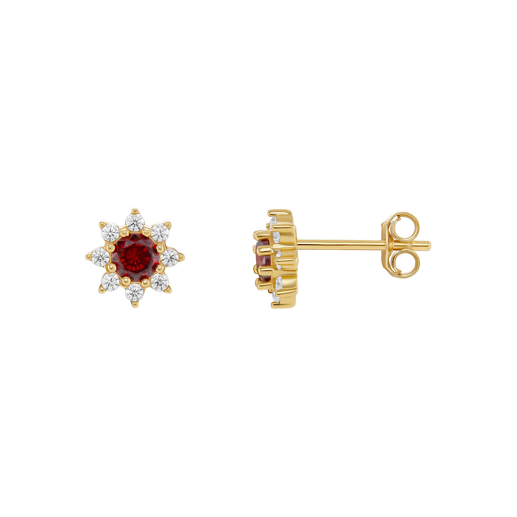 PRIMROSE Birthstone Cubic Zirconia Flower Stud Earrings, Womens, Gold Tone