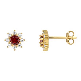 PRIMROSE Birthstone Cubic Zirconia Flower Stud Earrings