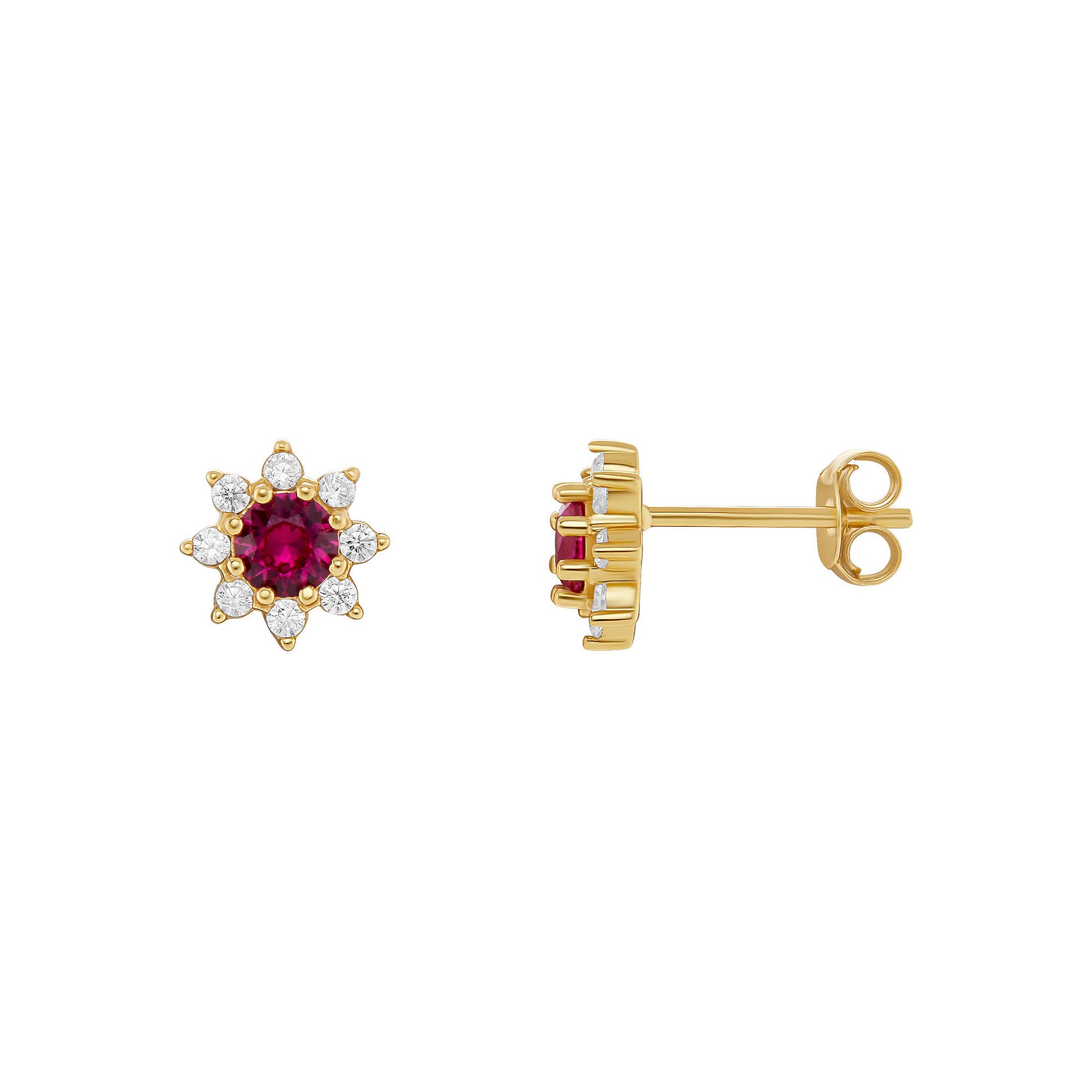PRIMROSE Birthstone Cubic Zirconia Flower Stud Earrings, Womens, Gold Tone