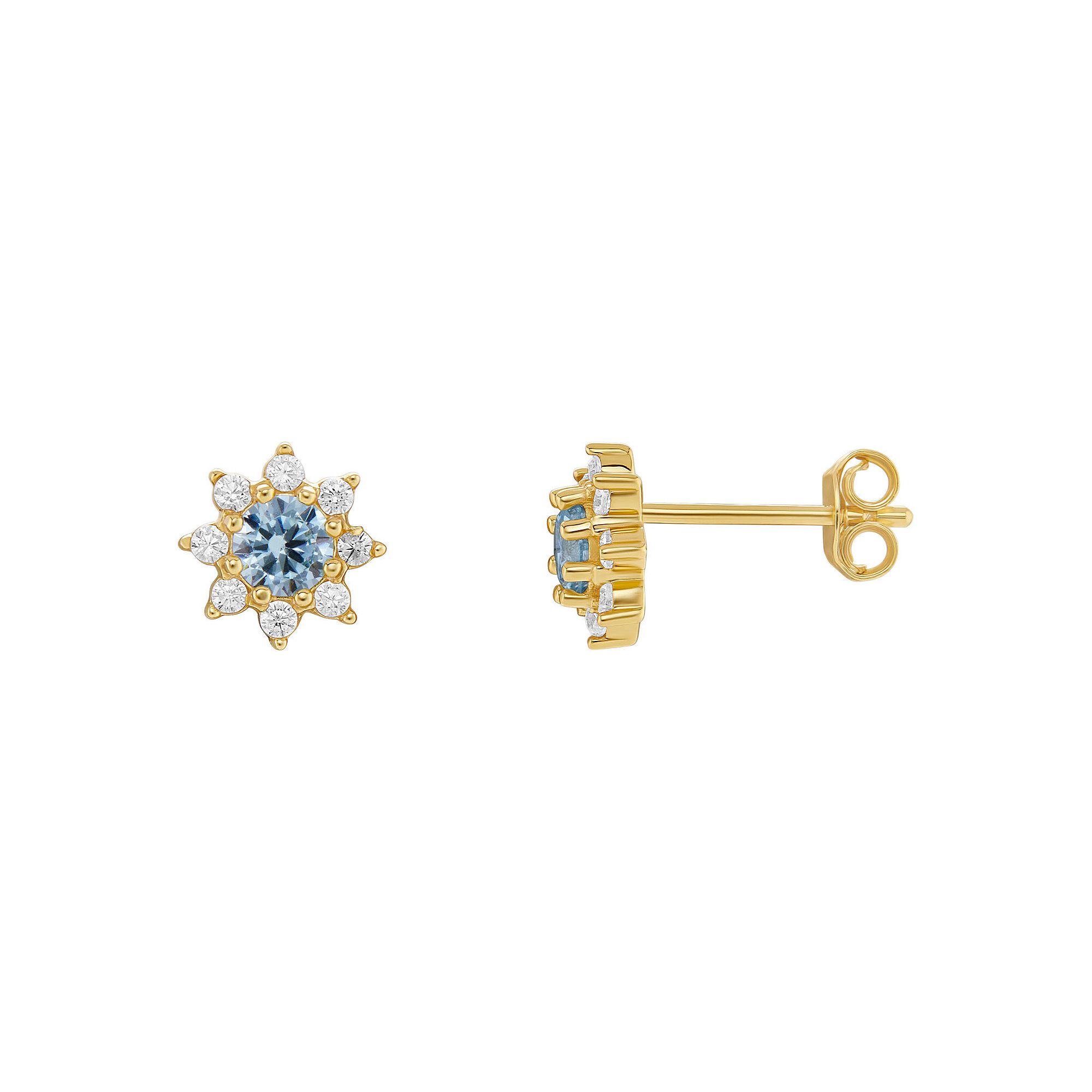 PRIMROSE Birthstone Cubic Zirconia Flower Stud Earrings, Womens, Gold Tone