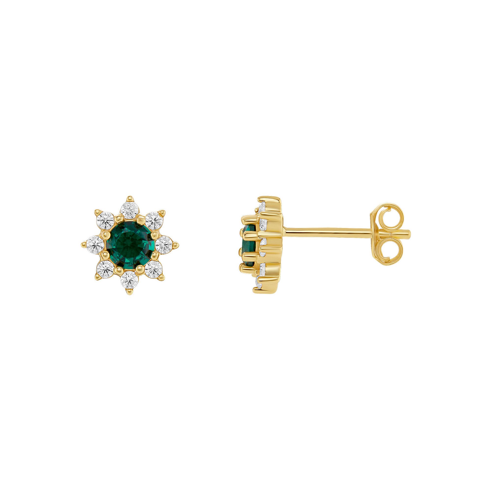 PRIMROSE Birthstone Cubic Zirconia Flower Stud Earrings, Womens, Gold Tone