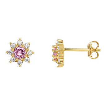 PRIMROSE Birthstone Cubic Zirconia Flower Stud Earrings
