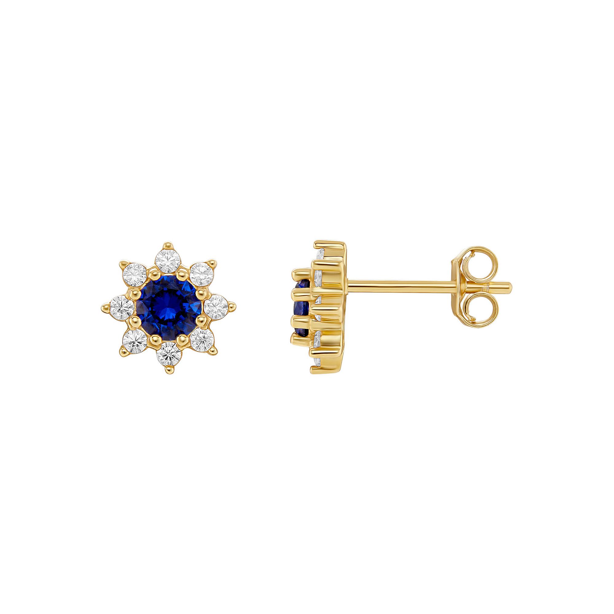 PRIMROSE Birthstone Cubic Zirconia Flower Stud Earrings, Womens, Gold Tone
