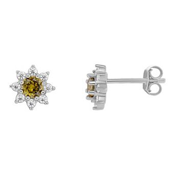 PRIMROSE Birthstone Cubic Zirconia Flower Stud Earrings