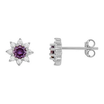PRIMROSE Birthstone Cubic Zirconia Flower Stud Earrings