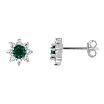 PRIMROSE Birthstone Cubic Zirconia Flower Stud Earrings