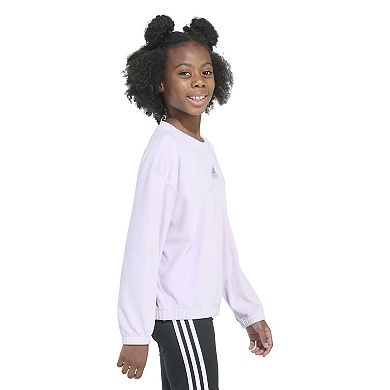 Girls 7-16 adidas Ribbed Velour Crewneck Pullover Sweatshirt
