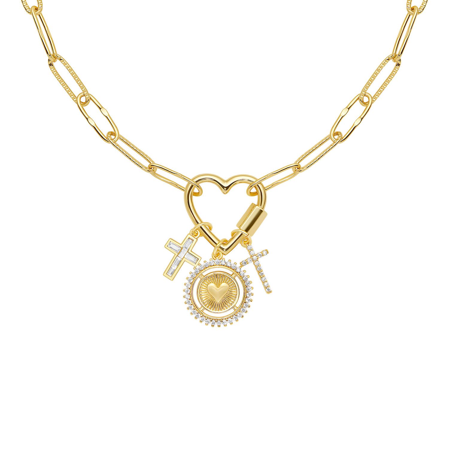 MaxBling81 Hip Hop Stainless Steel Gold Plated Cross Pendant – Cubic Zirconia Bling Charm