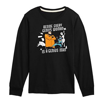 Boys 8-20 Danny Phantom Genius Womand And Man Long Sleeve Graphic Tee