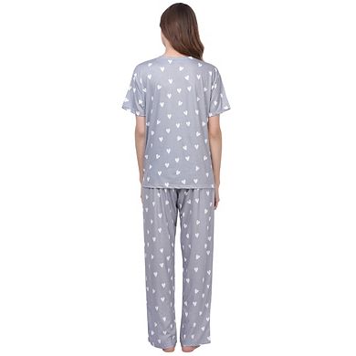 Women's Classic Short Sleeve Pajama Set Soft & Comfy Sleepwear