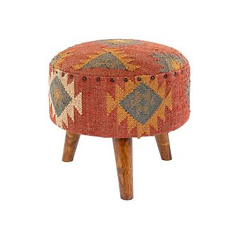 Huttschlag Rustic Dark Red Stool Furniture Piece