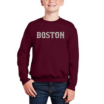 Boston Neighborhoods - Boy's Word Art Crewneck Sweatshirt