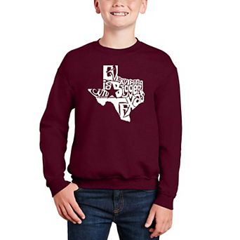 Everything Is Bigger In Texas - Boy's Word Art Crewneck Sweatshirt