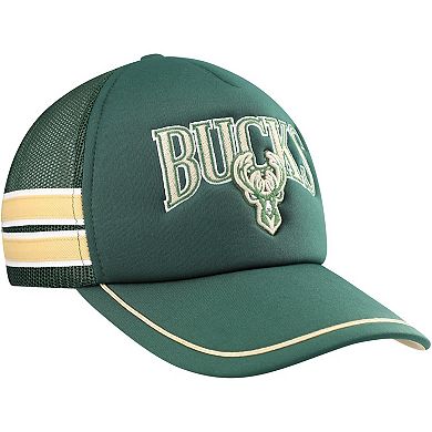 Men's '47 Hunter Green Milwaukee Bucks Sidebrand Stripes Trucker Adjustable Hat