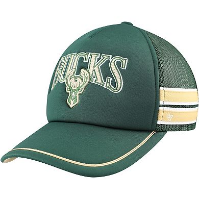Men's '47 Hunter Green Milwaukee Bucks Sidebrand Stripes Trucker Adjustable Hat