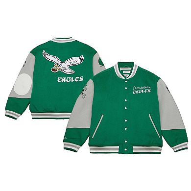 Unisex Mitchell & Ness Kelly Green Philadelphia Eagles Varsity Team Full-Snap Jacket