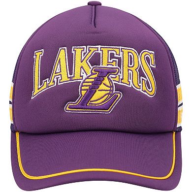 Men's '47 Purple Los Angeles Lakers Sidebrand Stripes Trucker Adjustable Hat