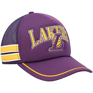 Men's '47 Purple Los Angeles Lakers Sidebrand Stripes Trucker Adjustable Hat
