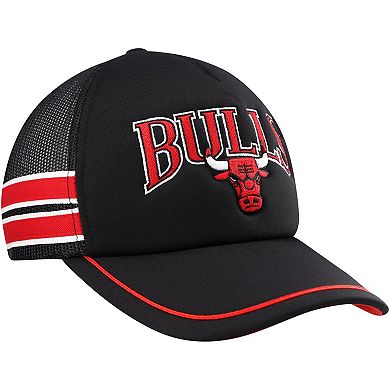 Men's '47 Black Chicago Bulls Sidebrand Stripes Trucker Adjustable Hat