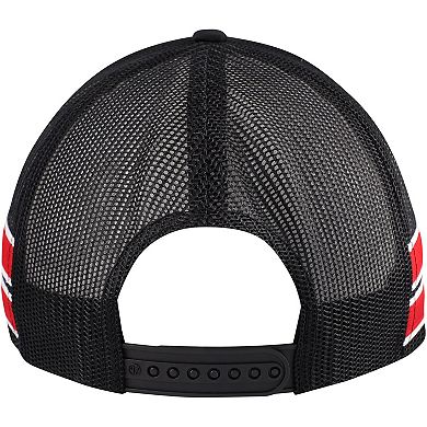 Men's '47 Black Chicago Bulls Sidebrand Stripes Trucker Adjustable Hat