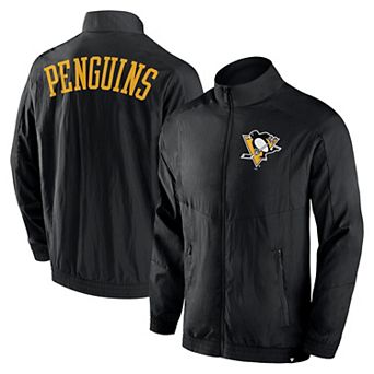 Men's Fanatics Black Pittsburgh Penguins Step Up Crinkle Raglan Full-Zip Windbreaker Jacket