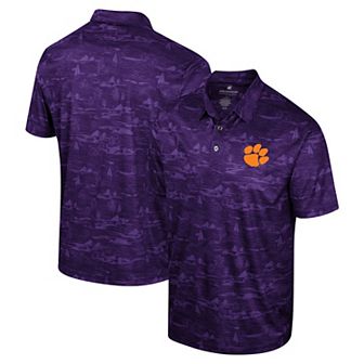 Men's Colosseum Purple Clemson Tigers Daly Print Polo