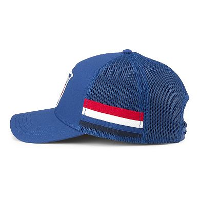 Men's American Needle Blue New York Rangers HotFoot Stripes Trucker Adjustable Hat