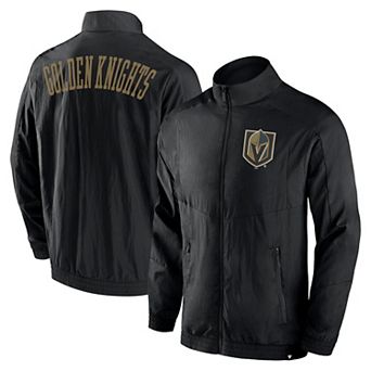 Men's Fanatics Black Vegas Golden Knights Step Up Crinkle Raglan Full-Zip Windbreaker Jacket
