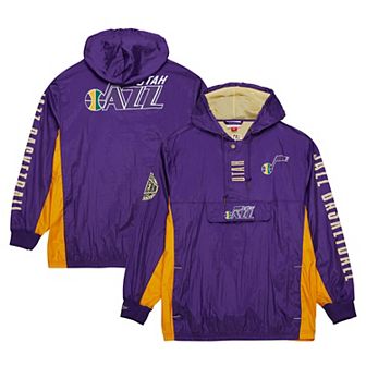 Men's Mitchell & Ness Purple Utah Jazz Team OG 2.0 Vintage Logo Anorak Windbreaker Quarter-Zip Jacket