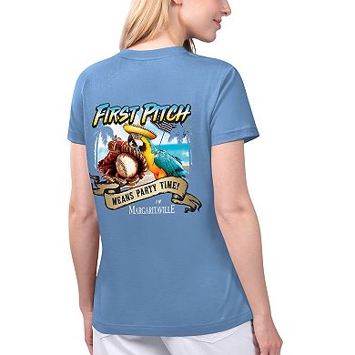 Women's Margaritaville Light Blue Los Angeles Dodgers Game Time V-Neck T-Shirt