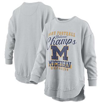 Women's Pressbox Gray Michigan Wolverines College Football Playoff 2023 National Champions Poncho Pullover Sweatshirt
