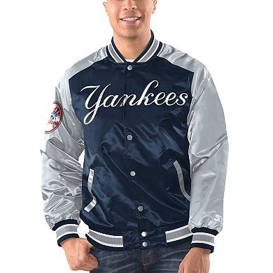 Men's Starter Navy/Gray New York Yankees Varsity Satin Full-Snap Jacket