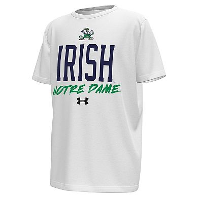 Youth Under Armour White/Green Notre Dame Fighting Irish Gameday T-Shirt