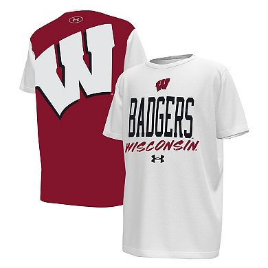 Youth Under Armour White/Red Wisconsin Badgers Gameday T-Shirt