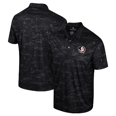 Men's Colosseum Black Florida State Seminoles Daly Print Polo