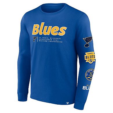 Men's Fanatics Branded Blue St. Louis Blues Strike the Goal Long Sleeve T-Shirt