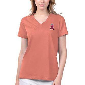 Women's Margaritaville Coral Los Angeles Angels Game Time V-Neck T-Shirt