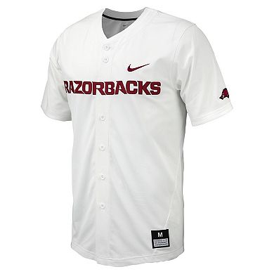 Men's Nike White Arkansas Razorbacks Replica Full-Button Baseball Jersey