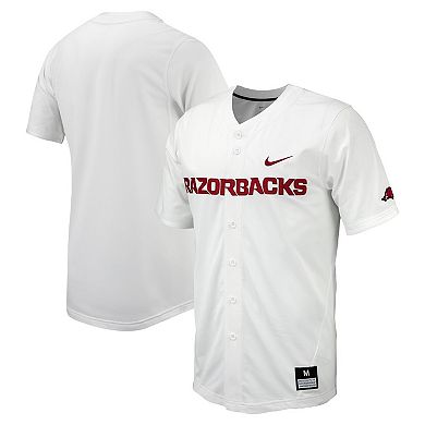 Men's Nike White Arkansas Razorbacks Replica Full-Button Baseball Jersey