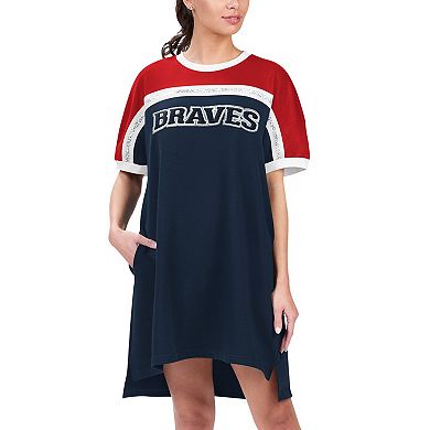 Women's G-III 4Her by Carl Banks Navy/Red Atlanta Braves Circus Catch Sneaker Dress