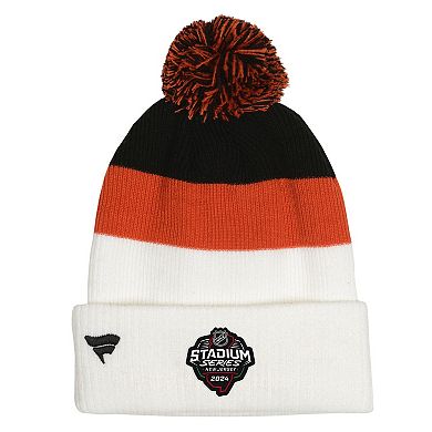 Youth Fanatics Branded  White/Orange Philadelphia Flyers 2024 NHL Stadium Series Pom Knit Hat