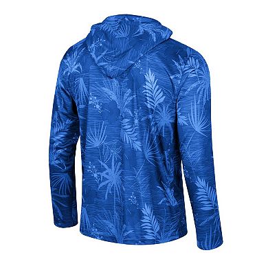 Men's Colosseum Blue UCLA Bruins Palms Printed Lightweight Quarter-Zip Hooded Top