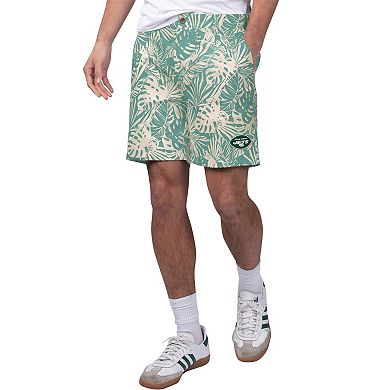 Men's Margaritaville Green New York Jets Sandwashed Monstera Print Amphib Shorts