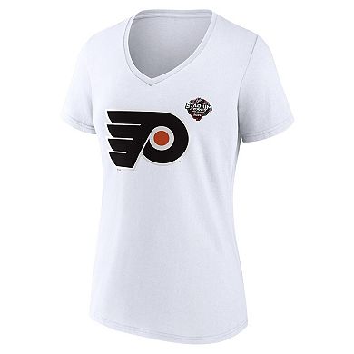 Women's Fanatics Branded  White Philadelphia Flyers 2024 NHL Stadium Series Logo V-Neck T-shirt