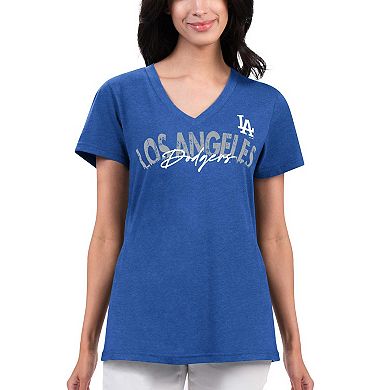 Women's G-III 4Her by Carl Banks Royal Los Angeles Dodgers Key Move V-Neck T-Shirt