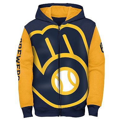 Toddler Navy Milwaukee Brewers Postcard Full-Zip Hoodie